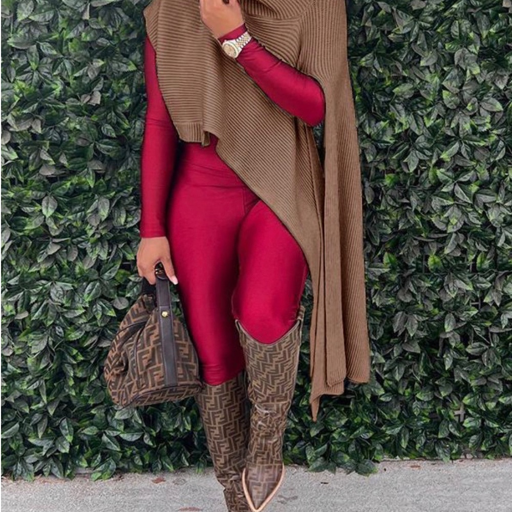 Brown Asymmetric Sweater Shawl (One Size)
